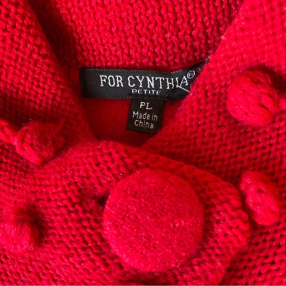 For Cynthia Boiled Wool Sweater Jacket Red Size PL - Picture 8 of 10